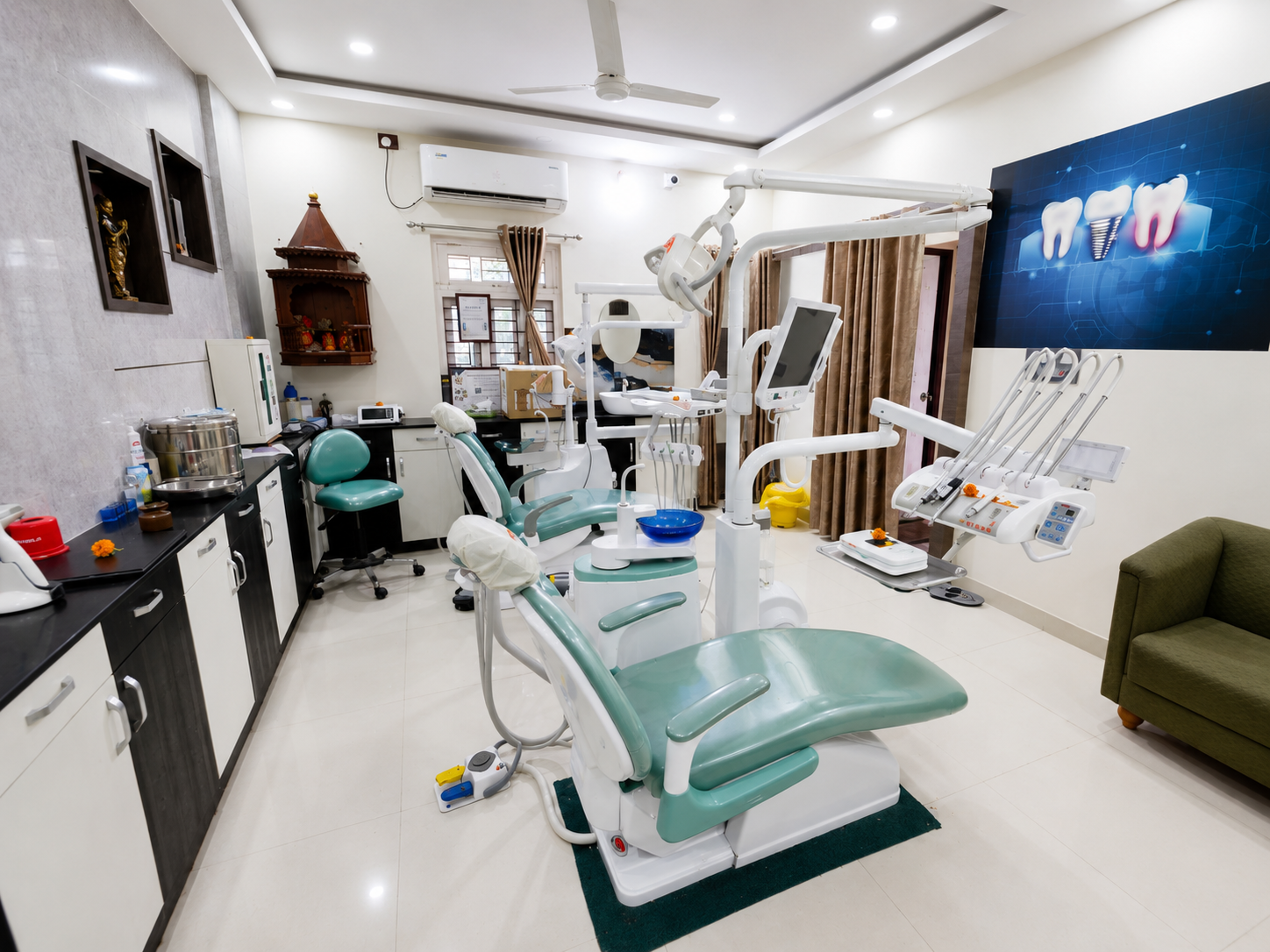 Modern Dental Clinic Operatory with sterile tools at Maa Gayatri Dental Clinic